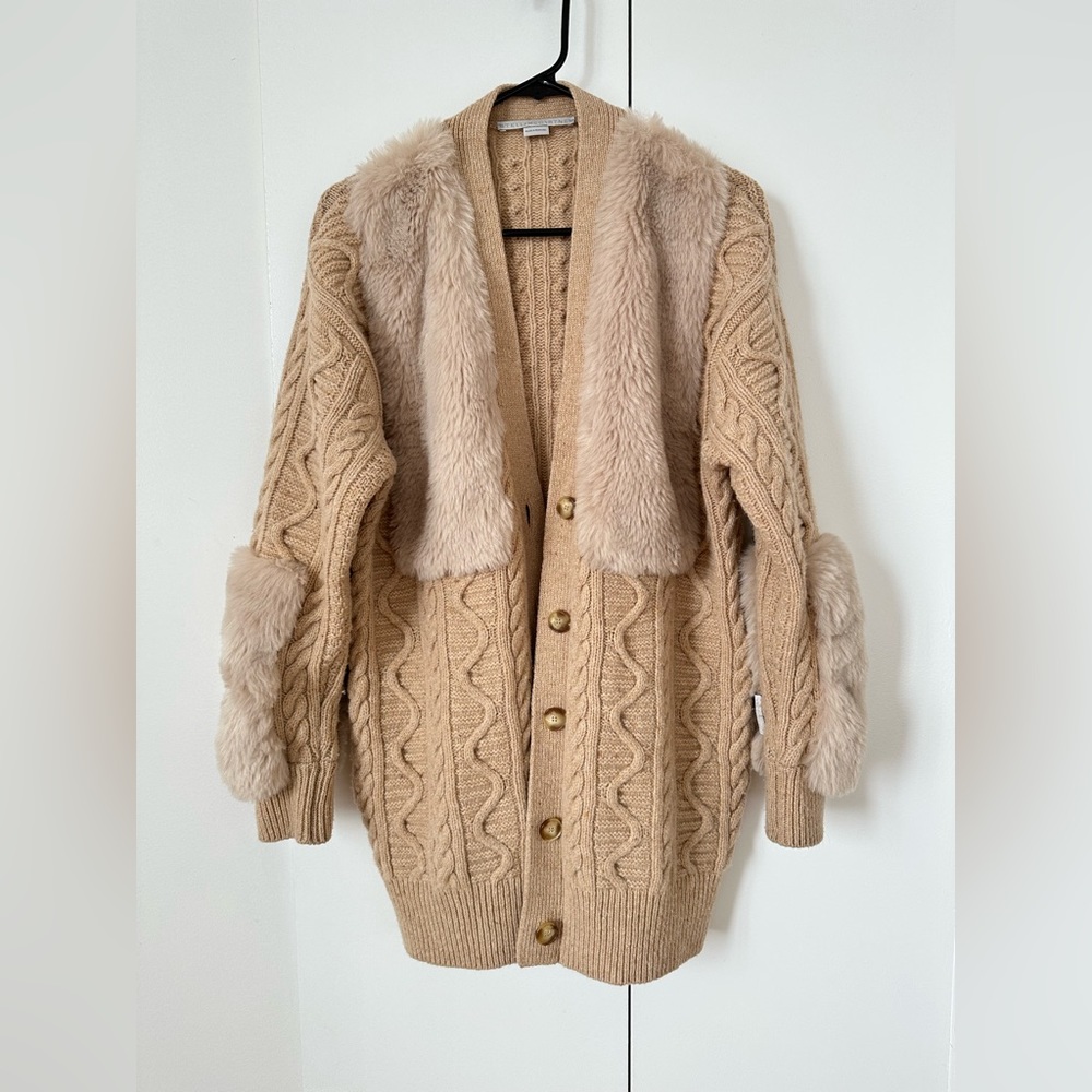 Stella McCartney Faux Fur Cardigan 100% Wool